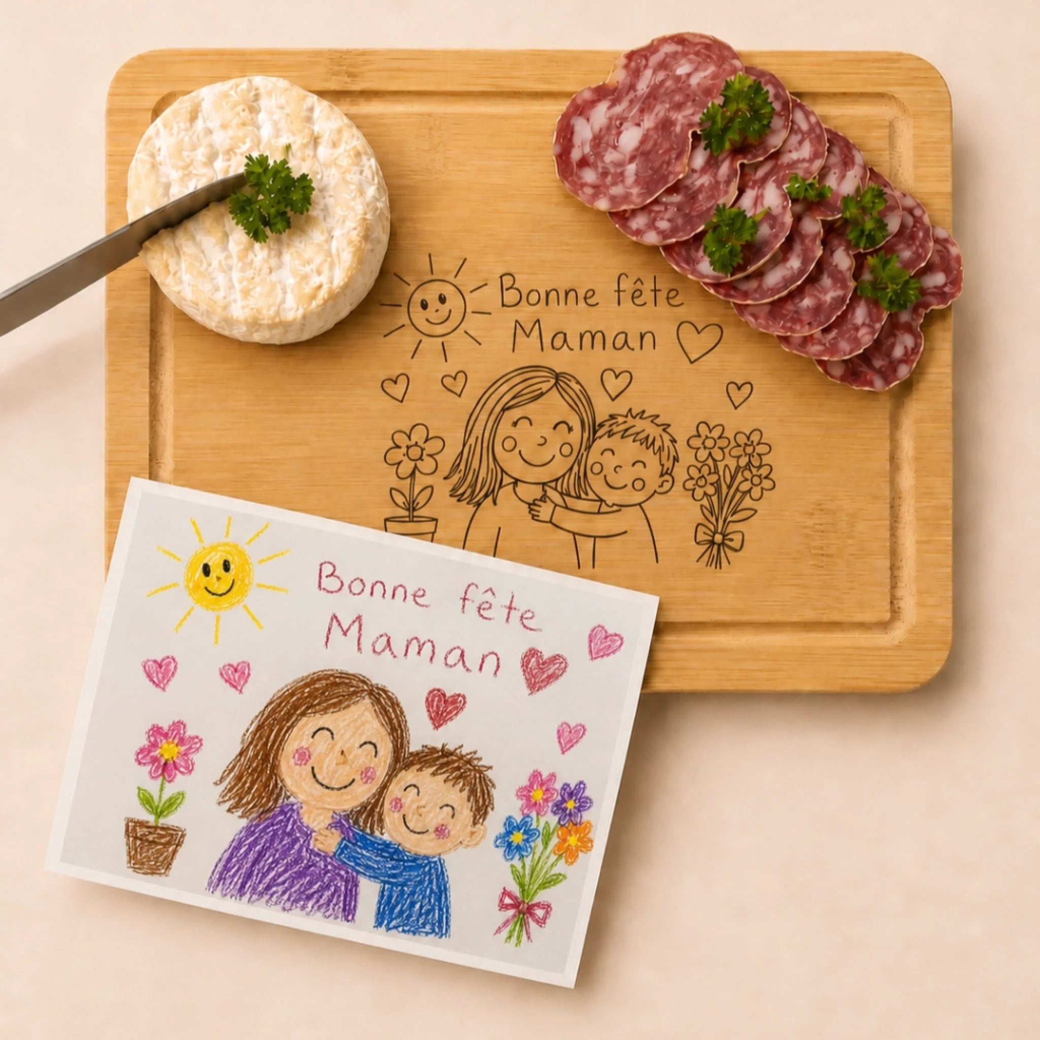 planche apéro dessin d'enfant format carré