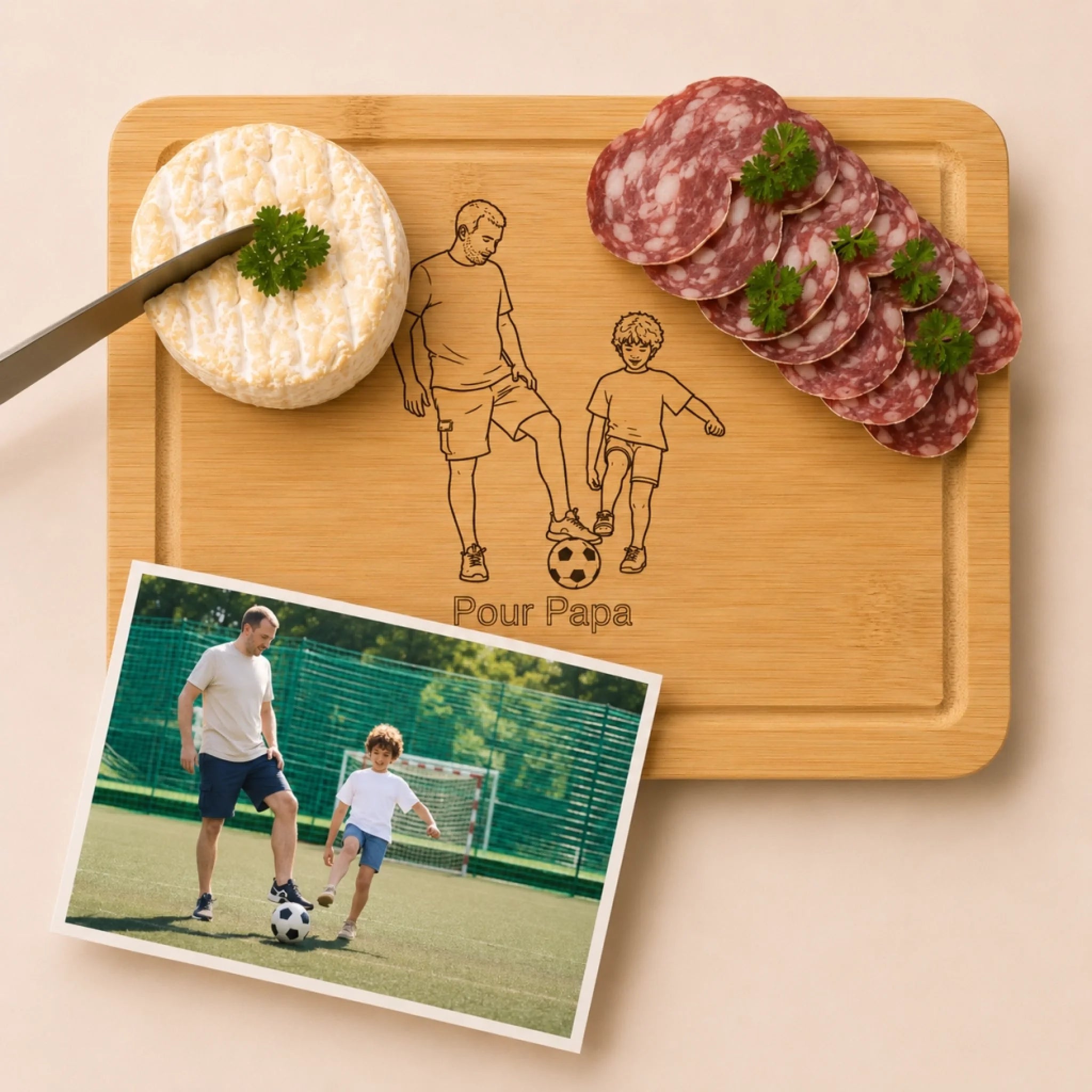 planche apéro personnamisé père et fils foot